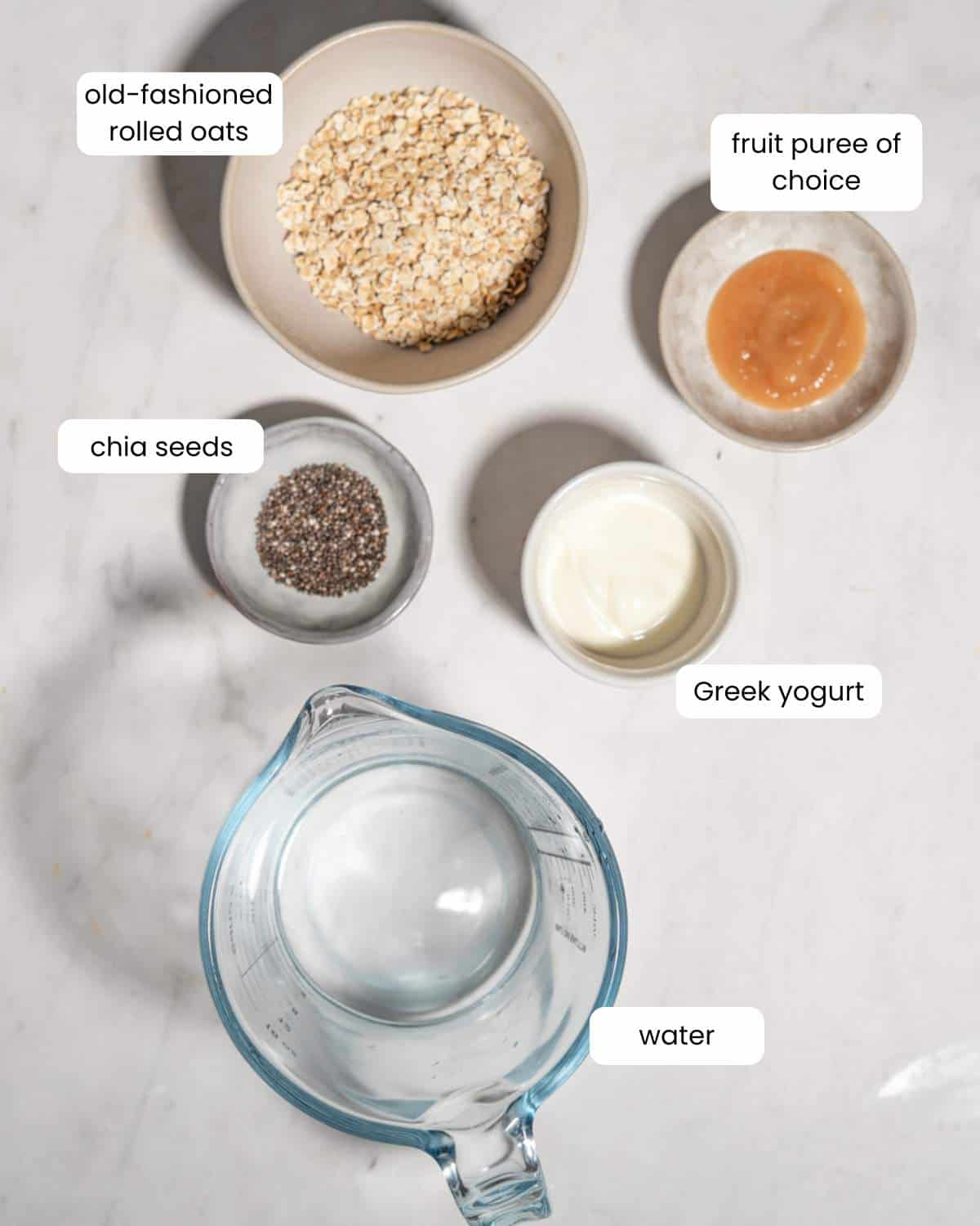 All ingredients needed to make overnight oats.