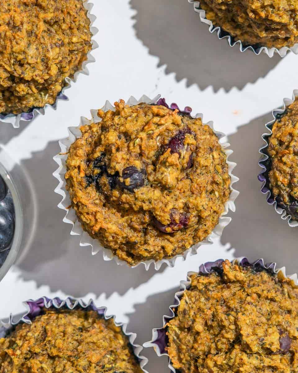 Birds-eye view of high-fiber muffins.
