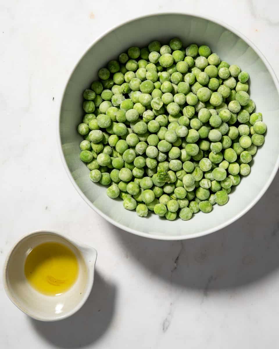 Frozen peas and oil.