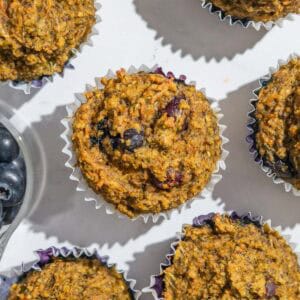 Birds-eye view of high-fiber muffins.