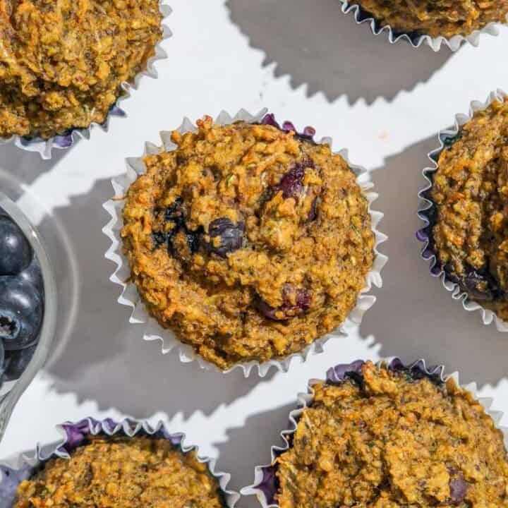 Birds-eye view of high-fiber muffins.