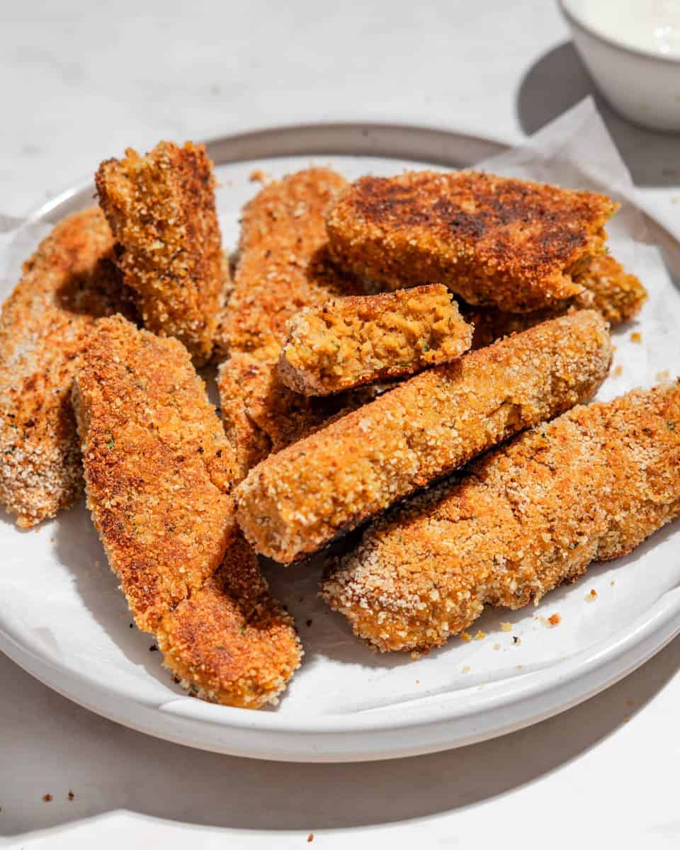Sweet potato nuggets on a plate.