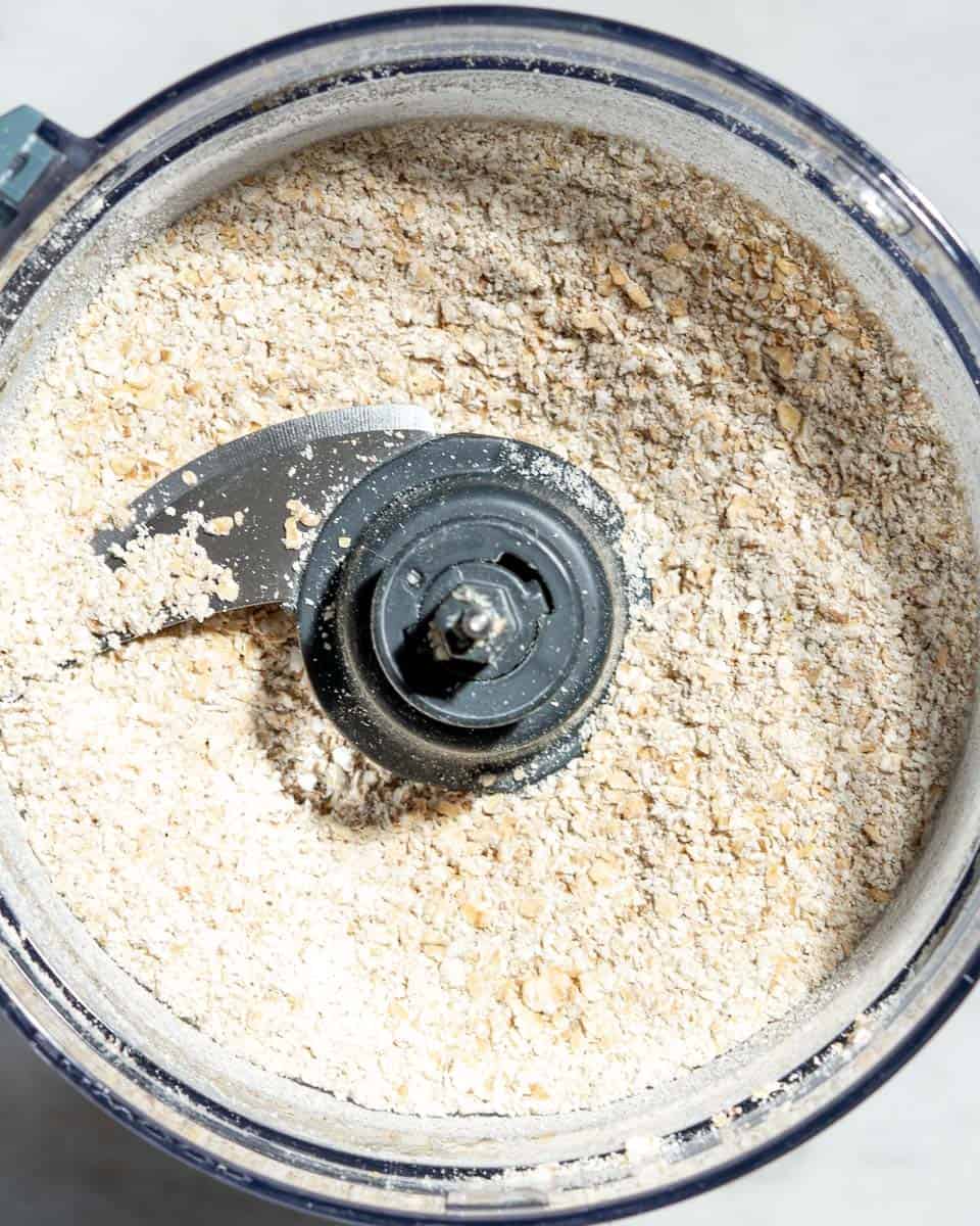 Coarsely blended oats in a food processor.
